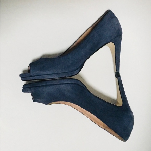 COLE HAAN Drado Platform Peep Toe Pump Navy Blazer Suede Size 6.5 - Picture 6 of 8